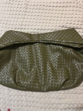 Woven Olive Green Clutch Bag